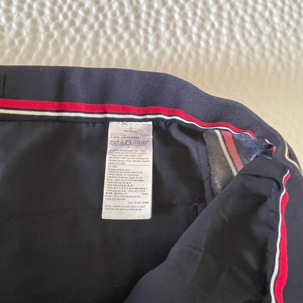 Banana Republic Striped Pants Size 4 Navy Blue Red White Ankle Drawstring Pleat - Picture 6 of 10